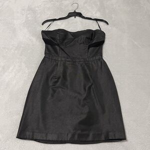 NAF NAF Mini Dress Womens Small Sz 6 Black Satin Bustier Evening Cocktail Gothic
